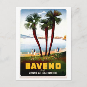 Cartão Postal Vintage Baveno Publicidade viagem italiana