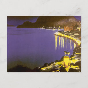 Cartão Postal Vintage Beach à noite no Rio de Janeiro, Brasil