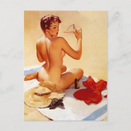 Cartão Postal Vintage Beach Beauty Pin Up Girl