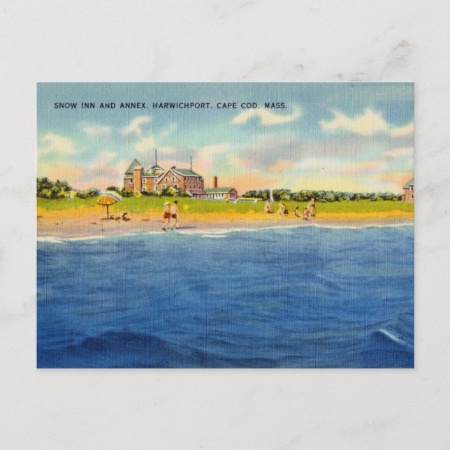 Cartão Postal Vintage Beach, Cape Cod, Massachusetts (Frente)