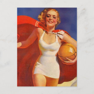 Cartão postal Vintage Beach Viagem Vacage Lady PC