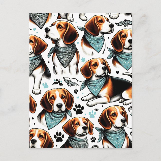 Cartão Postal Vintage Beagle (Frente)