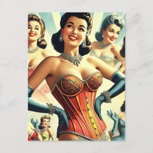 Cartão Postal Vintage Beauty Corset Girl