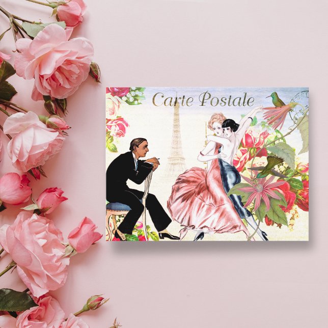 Cartão Postal Vintage Beija-flor Paris Tango (Criador carregado)