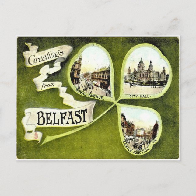 Cartão postal Vintage Belfast shamrock (Frente)