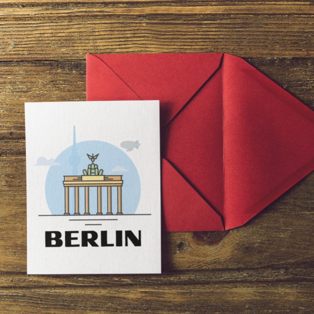 Cartão Postal Vintage Berlin Skyline Art (berlin germany vintage travel postcard)