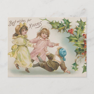Cartão Postal Vintage Best Wishes For Christmas Card
