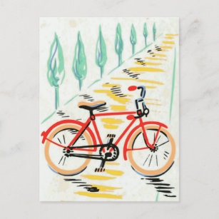 Cartão Postal Vintage Bicycle Art
