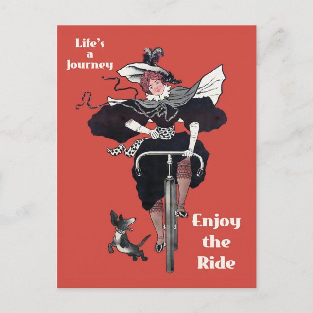 Cartão Postal Vintage Bicycle Cute Bike Wuman (Frente)