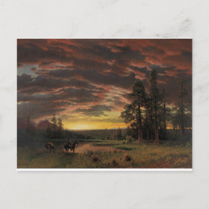Cartão Postal Vintage Bierstadt Painting Evening on Prairie