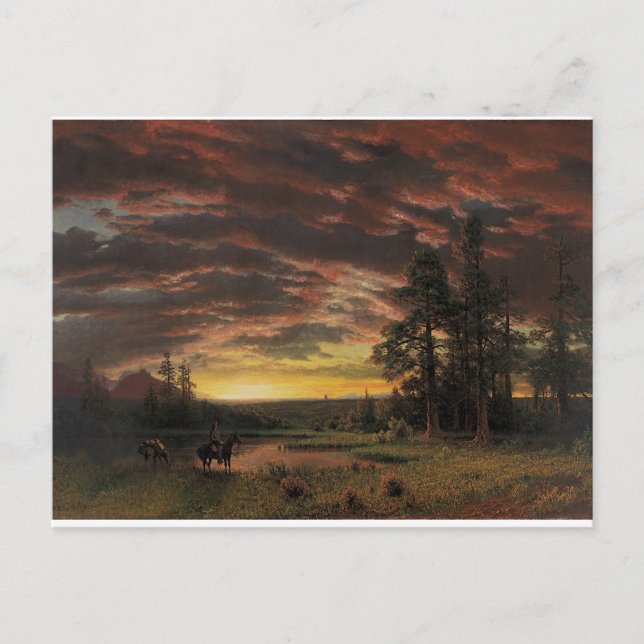 Cartão Postal Vintage Bierstadt Painting Evening on Prairie (Frente)