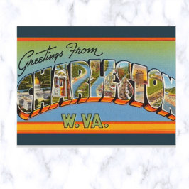 Cartão Postal Vintage Big Letter Charleston West Virginia
