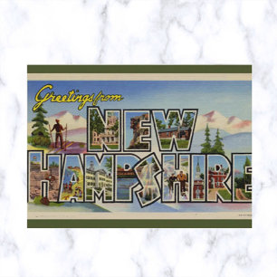 Cartão Postal Vintage Big Letter New Hampshire