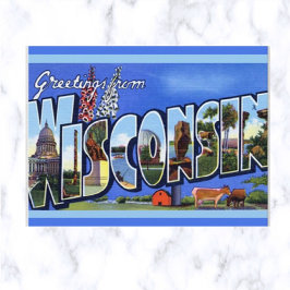 Cartão Postal Vintage Big Letter Wisconsin