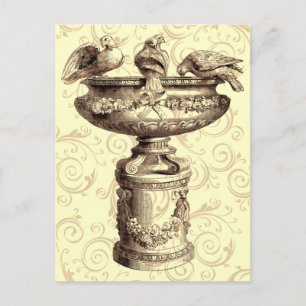 Cartão Postal Vintage Birdbath