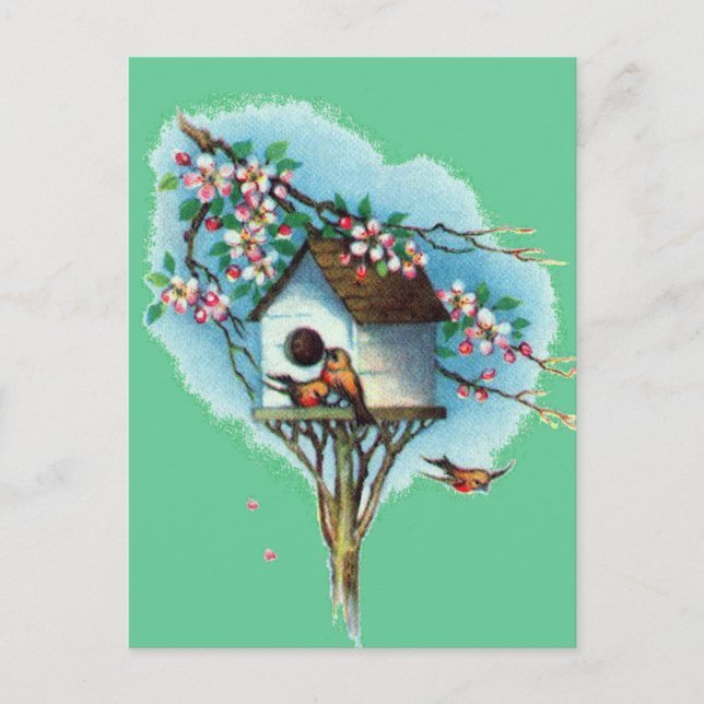Cartão Postal Vintage Birdhouse (Frente)