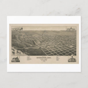 Cartão Postal Vintage Bird's-Eye View of Bismarck, Dakota do Nor