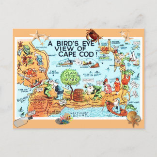 Cartão Postal "Vintage Birds Eye View Of Cape Cod"