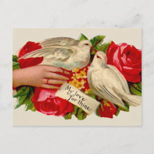 Cartão Postal Vintage Birds Victorian Love Dove Classic Art