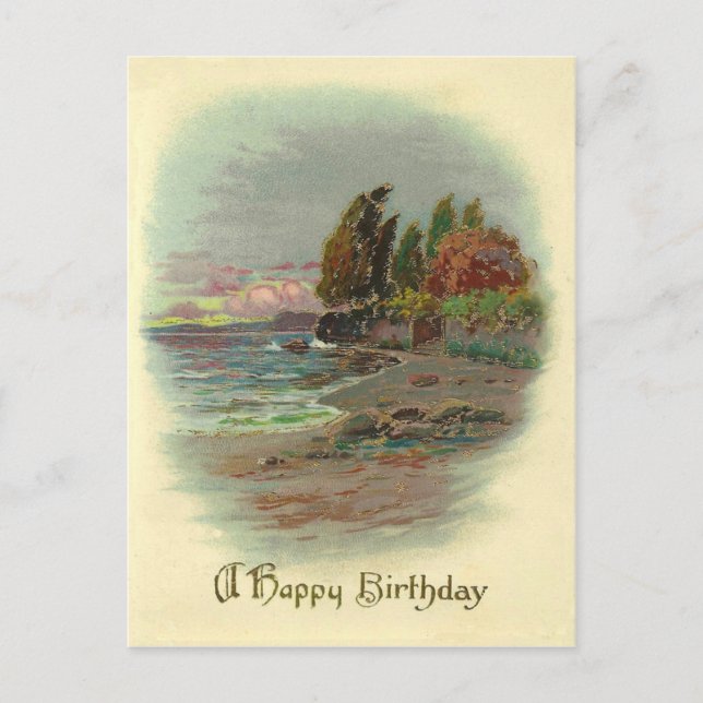 Cartão Postal Vintage Birthday (Frente)