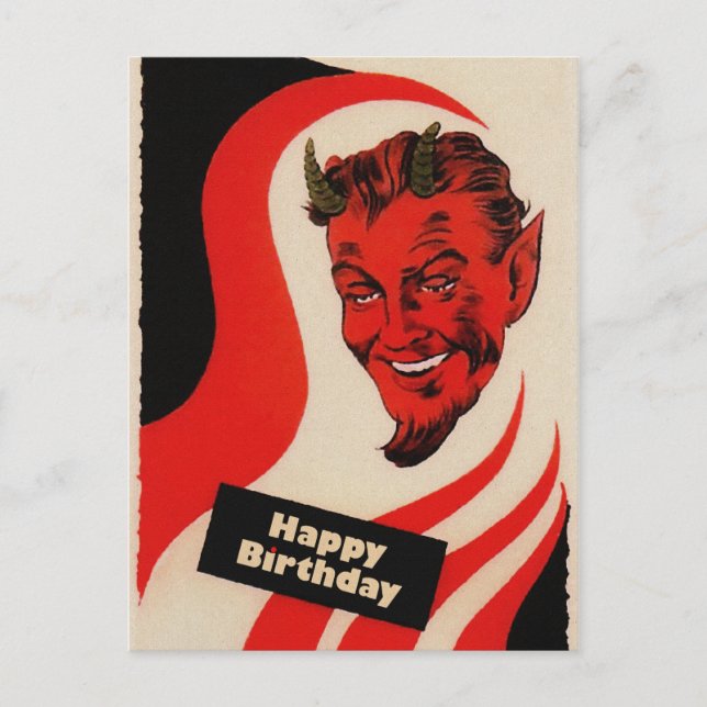 Cartão Postal Vintage Birthday Devil (Frente)