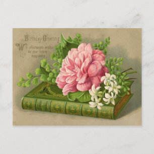 Cartão Postal Vintage Birthday Flowers