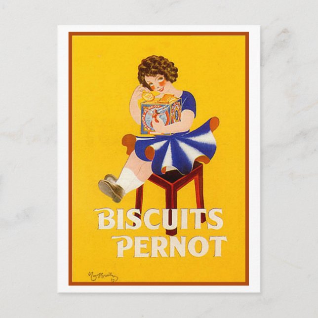 Cartão Postal Vintage Biscuits Pernot Ad (Frente)