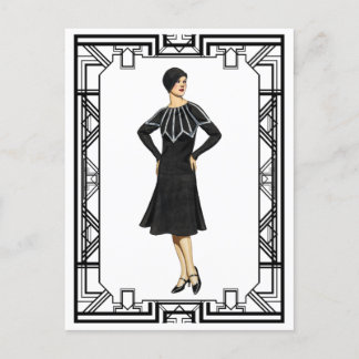 Cartão Postal Vintage Black and White 1930 Sweater Dress