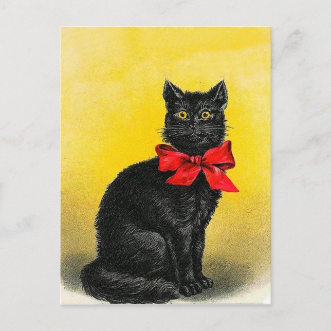 Cartão Postal Vintage Black Cat (Frente)