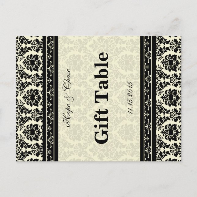 Cartão Postal Vintage Black Damask Borders (Frente)