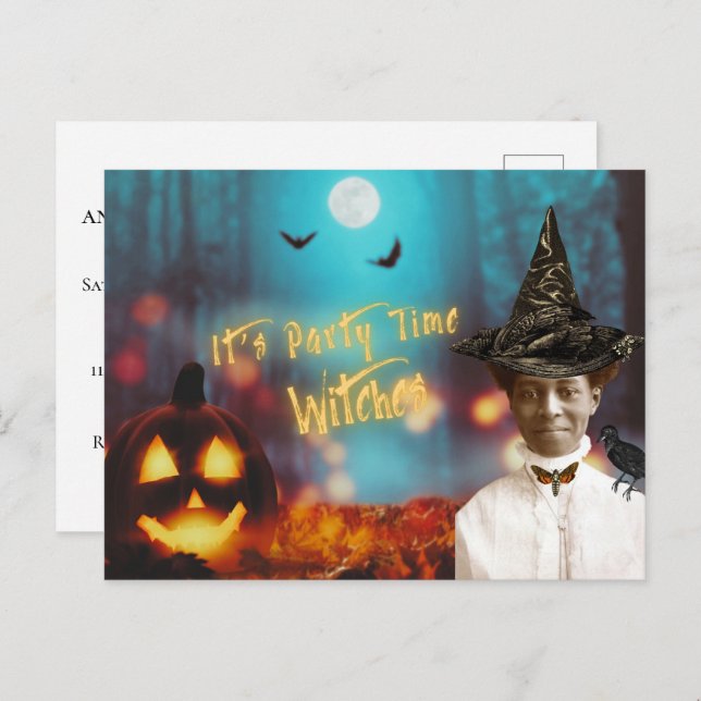 Cartão Postal Vintage Black Witeen Festa de Halloween (Frente/Verso)