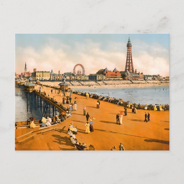 Cartão Postal Vintage Blackpool Lancashire Inglaterra (Frente)