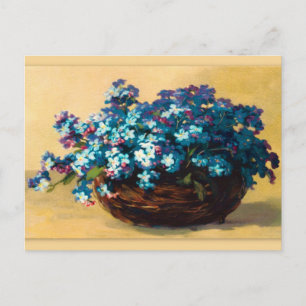 Cartão Postal Vintage Blau Blumen