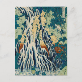 Cartão Postal Vintage - bloco de madeira japonês Waterfall Kirif