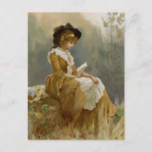 Cartão Postal Vintage Blond Lady Reading