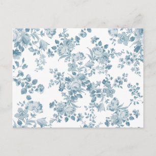 Cartão Postal Vintage Blue Bohemian elegant floral