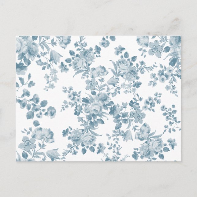 Cartão Postal Vintage Blue Bohemian elegant floral (Frente)