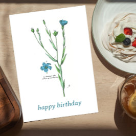 Cartão Postal Vintage Blue Botanx Floral Floral Linum Aniversári