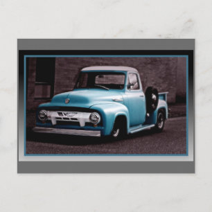 Cartão Postal Vintage Blue Pickup Truck