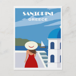 Cartão Postal Vintage Blue Santorini Grécia Grego Viagem