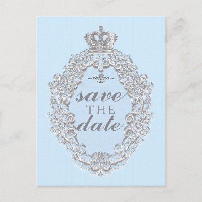 Cartão postal Vintage Blue SAVE DATE (Frente)