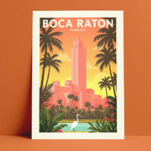 Cartão Postal Vintage Boca Raton Florida