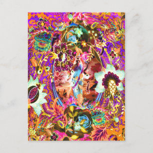 Cartão Postal Vintage Bohemian Goddese Neon