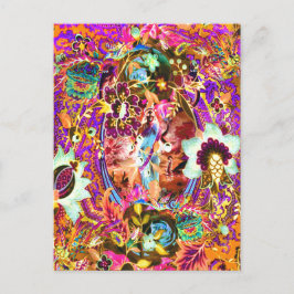 Cartão Postal Vintage Bohemian Goddese Neon