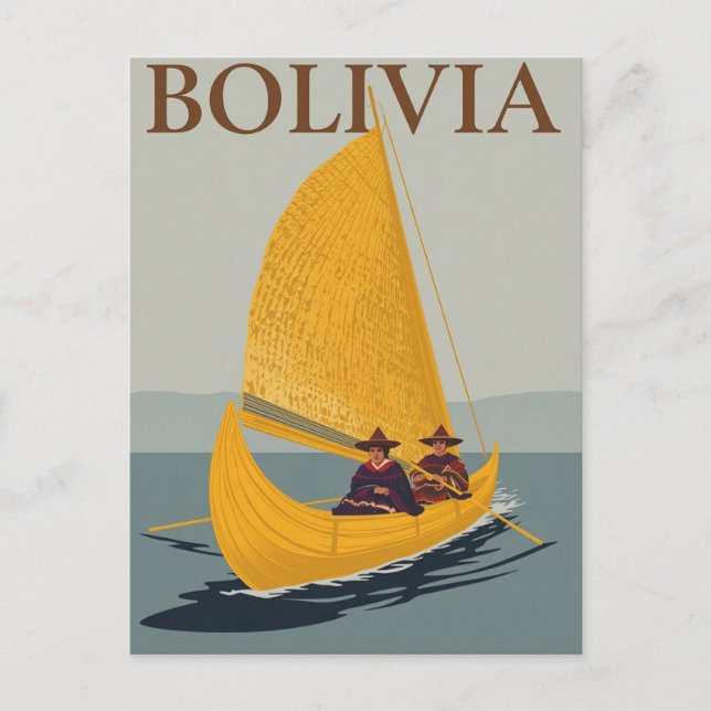 Cartão Postal Vintage Bolivia Lake Titicaca Viagem (Frente)