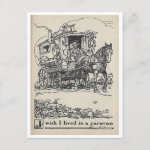 Cartão Postal Vintage Book Illustration Nomadic Viagem