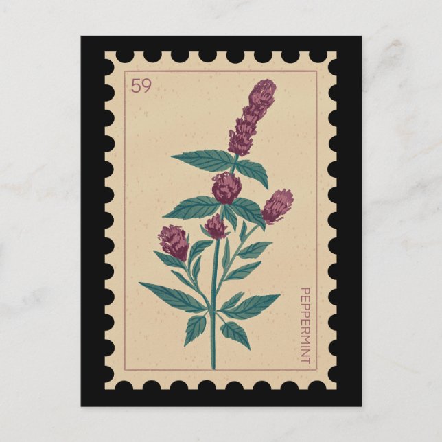 Cartão Postal Vintage Botânica Peppermint Floral (Frente)