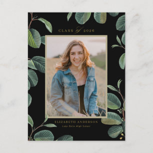 Cartão Postal Vintage Botanical Deixa a Graduação de Foto em Pre