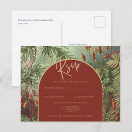 Cartão Postal Vintage Botanical Terracotta Florals Arch WEDDING