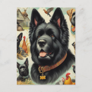 Cartão Postal Vintage Bouvier des Flandres Seamless
